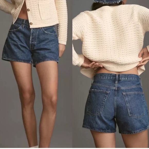 Agolde Parker Long Shorts In Enamour Blue Size 29 - Picture 1 of 13
